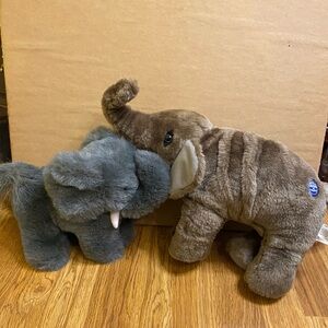 Vintage Fluffy Gray Elephant And Ringking Brother & Barnum & Bailey Plush Bundle